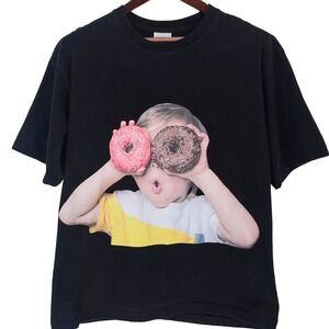 Acme de la Vie ADLV Black Graphic T-Shirt Kid Donut Print Size 1 Fade Streetwear